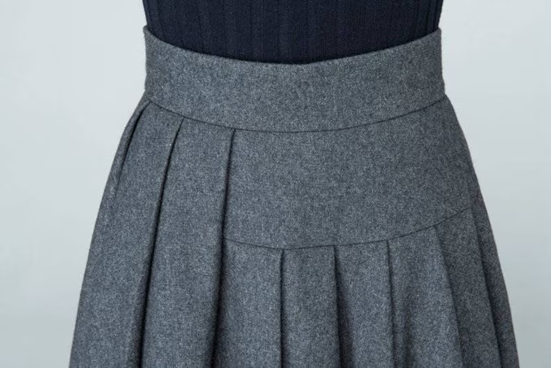 Pleated Gray Wool Maxi Skirt: Elegant Winter Skirt