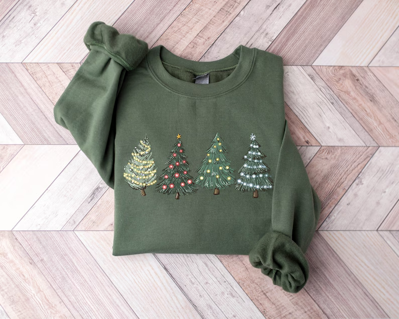 Christmas Sweatshirt, Christmas Sweater, Christmas Crewneck, Christmas Tree Sweatshirt, Holiday Sweaters for Women, Winter Sweatshirt