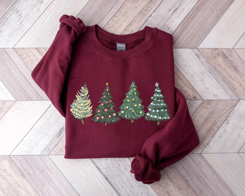 Christmas Sweatshirt, Christmas Sweater, Christmas Crewneck, Christmas Tree Sweatshirt, Holiday Sweaters for Women, Winter Sweatshirt